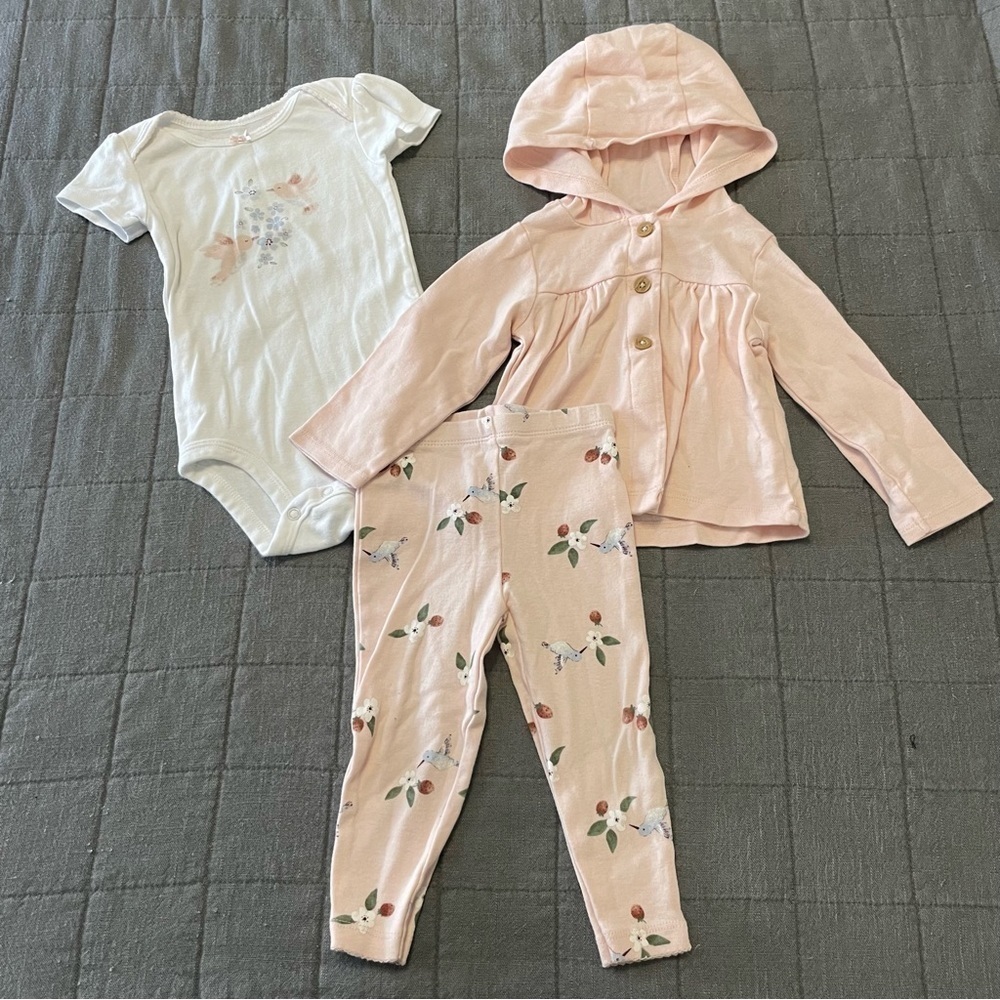 Carters 12 month 3 piece set top bottom EUC jacket NWOT​​​​​​​
